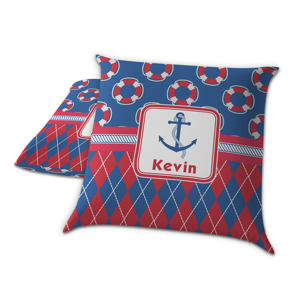 Buoy & Argyle Print Decorative Pillow Case - TWO
