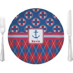 Buoy & Argyle Print Glass Lunch / Dinner Plate 10" (Personalized)