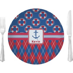Buoy & Argyle Print 10" Glass Lunch / Dinner Plates - Single or Set (Personalized)