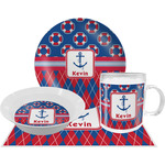 Buoy & Argyle Print Dinner Set - Single 4 Pc Setting w/ Name or Text
