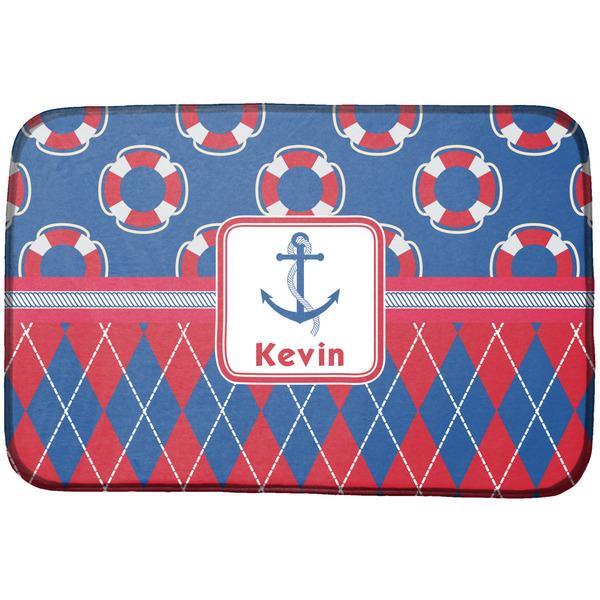 Custom Buoy & Argyle Print Dish Drying Mat (Personalized)