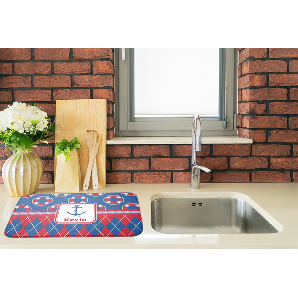 Buoy & Argyle Print Dish Drying Mat - LIFESTYLE 2