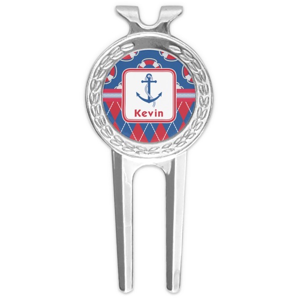 Custom Buoy & Argyle Print Golf Divot Tool & Ball Marker (Personalized)