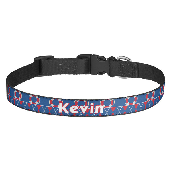 Custom Buoy & Argyle Print Dog Collar (Personalized)