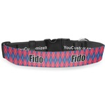 Buoy & Argyle Print Deluxe Dog Collar - Large (13" to 21") (Personalized)