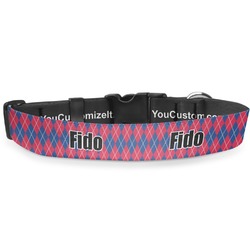 Buoy & Argyle Print Deluxe Dog Collar - Extra Large (16" to 27") (Personalized)