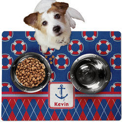 Buoy & Argyle Print Dog Food Mat - Medium w/ Name or Text