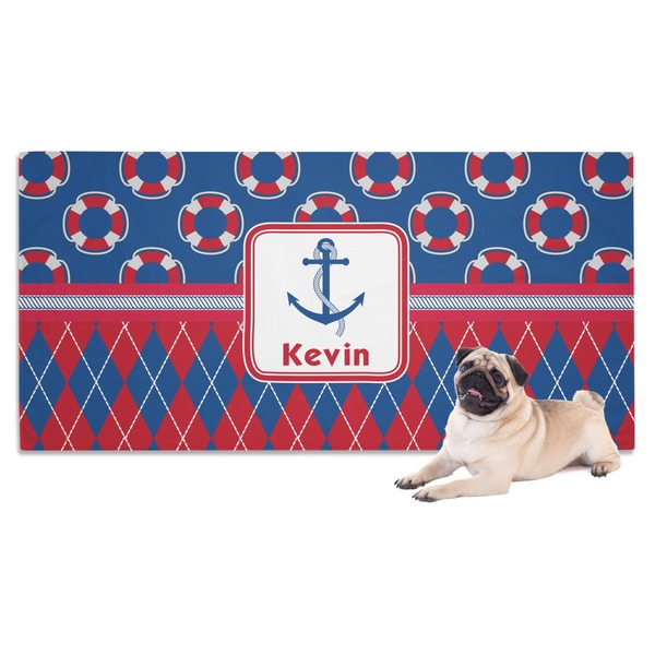 Custom Buoy & Argyle Print Dog Towel (Personalized)