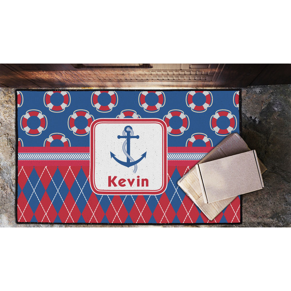 Buoy & Argyle Print Door Mat - LIFESTYLE (Lrg)