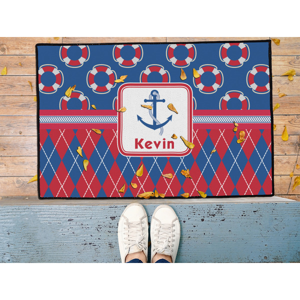 Buoy & Argyle Print Door Mat - LIFESTYLE (Med)