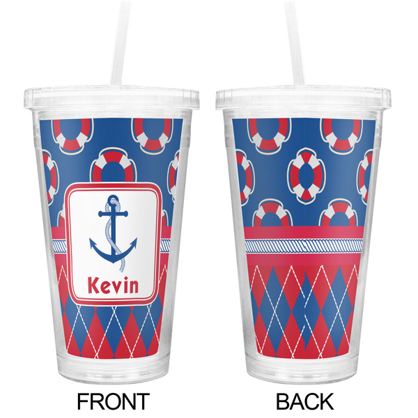 Buoy & Argyle Print Double Wall Tumbler with Straw - Approval