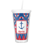 Buoy & Argyle Print Double Wall Tumbler with Straw (Personalized)