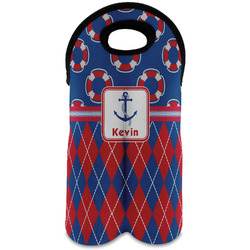 Buoy & Argyle Print Wine Tote Bag (2 Bottles) (Personalized)