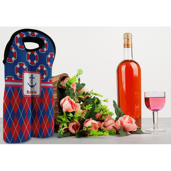 Buoy & Argyle Print Double Wine Tote - LIFESTYLE (new)
