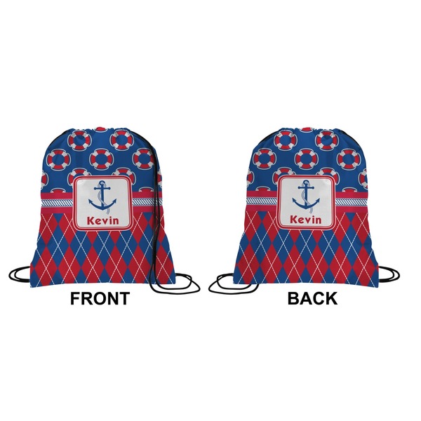 Buoy & Argyle Print Drawstring Backpack Front & Back Small