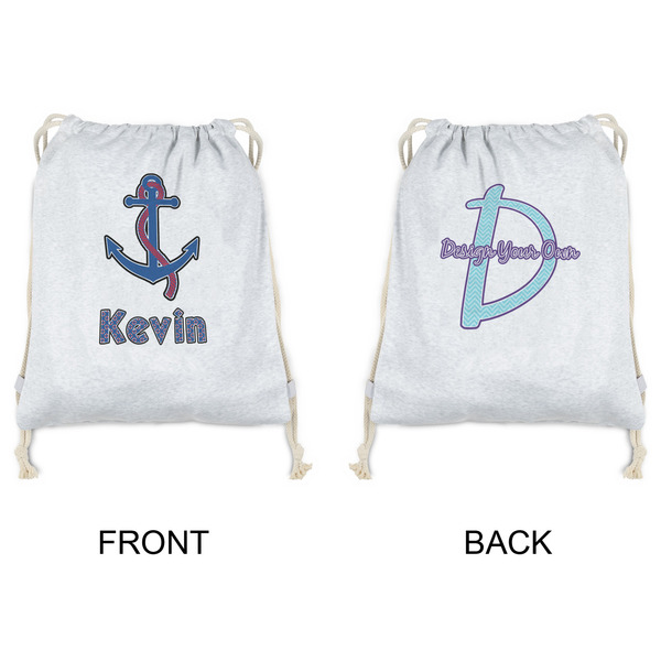 Buoy & Argyle Print Drawstring Backpacks - Sweatshirt Fleece - Double Sided - APPROVAL