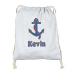 Buoy & Argyle Print Drawstring Backpack - Sweatshirt Fleece - Double Sided (Personalized)