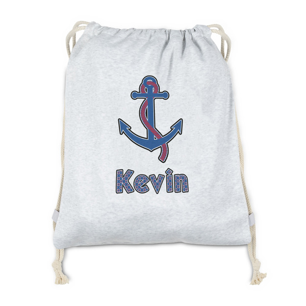 Custom Buoy & Argyle Print Drawstring Backpack - Sweatshirt Fleece - Double Sided (Personalized)