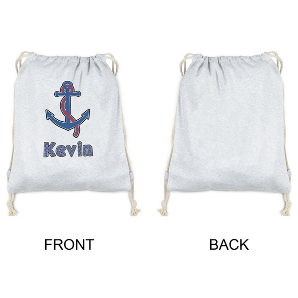 Buoy & Argyle Print Drawstring Backpacks - Sweatshirt Fleece - Single Sided - APPROVAL