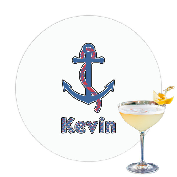 Custom Buoy & Argyle Print Printed Drink Topper - 3.25" (Personalized)