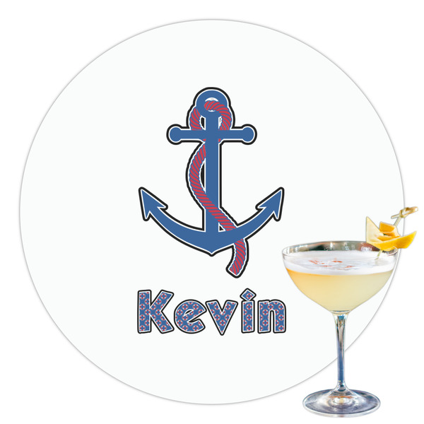 Custom Buoy & Argyle Print Printed Drink Topper - 3.5" (Personalized)