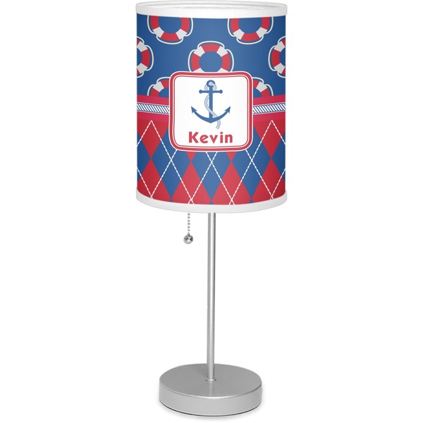 Custom Buoy & Argyle Print 7" Drum Lamp with Shade Linen (Personalized)