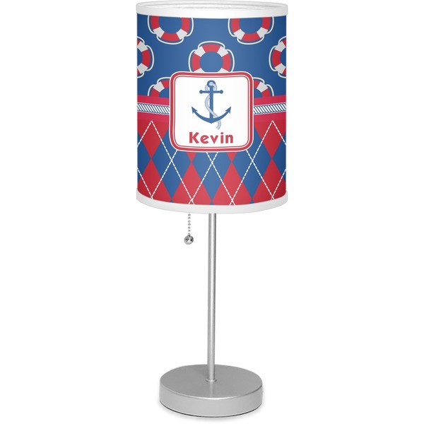 Custom Buoy & Argyle Print Lamp with Drum Shade (Personalized)
