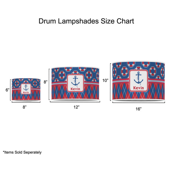 Buoy & Argyle Print Drum Lampshades - Sizing Chart