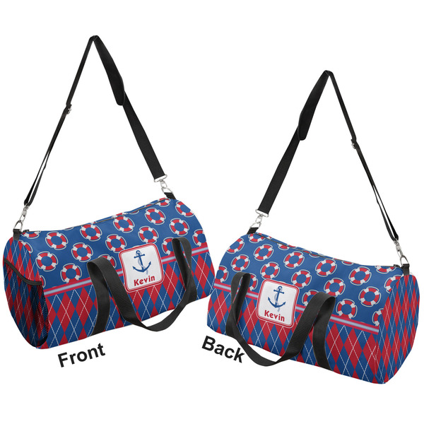 Buoy & Argyle Print Duffle bag large front and back sides