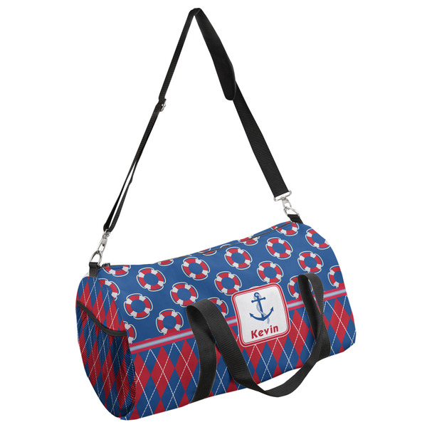 Custom Buoy & Argyle Print Duffel Bag - Small (Personalized)