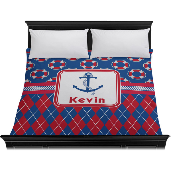 Buoy & Argyle Print Duvet Cover - King - On Bed - No Prop