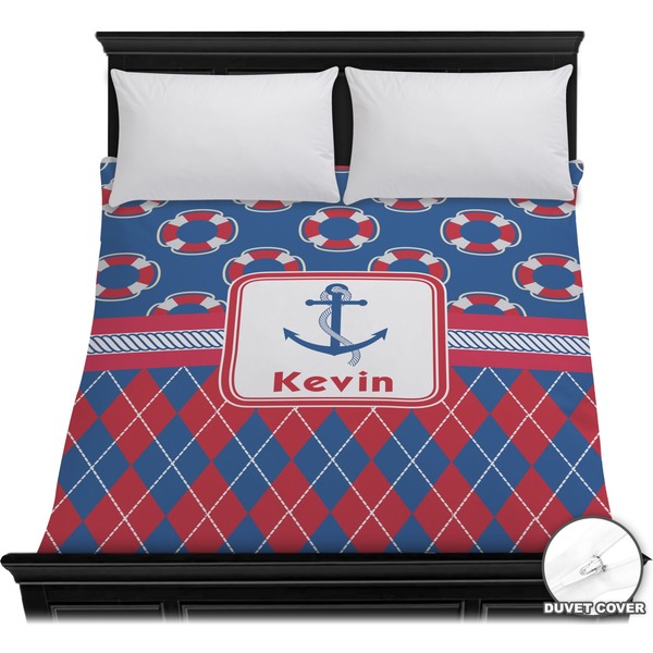 Custom Buoy & Argyle Print Duvet Cover - Full / Queen (Personalized)
