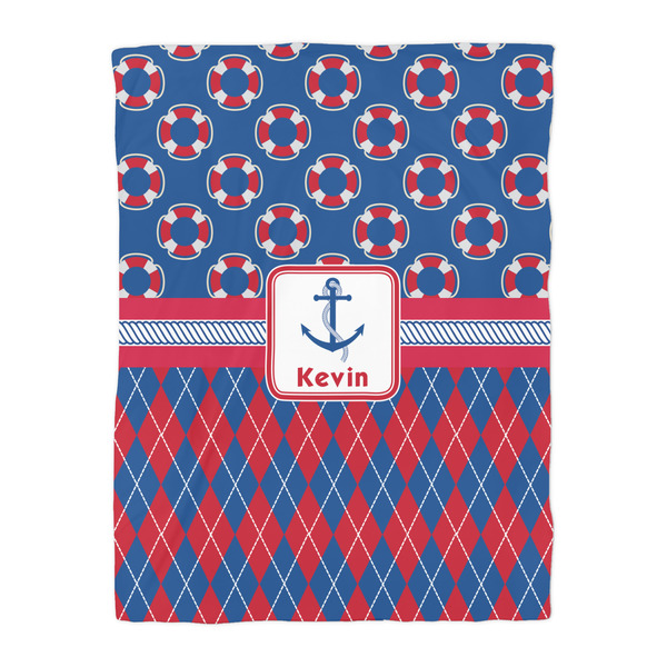 Buoy & Argyle Print Duvet Cover - Twin - Front