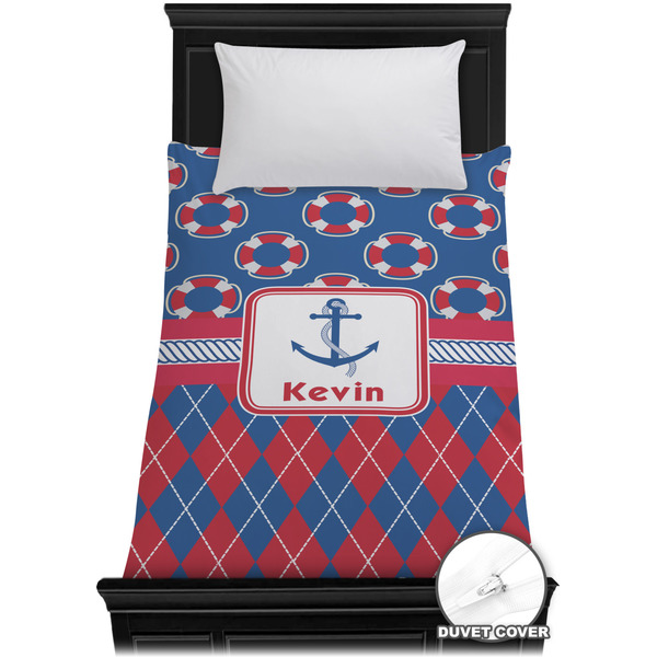 Custom Buoy & Argyle Print Duvet Cover - Twin XL (Personalized)