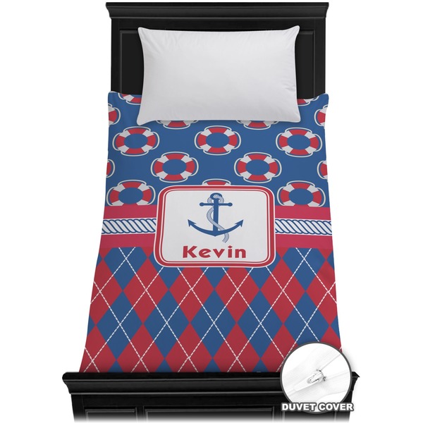 Custom Buoy & Argyle Print Duvet Cover - Twin (Personalized)