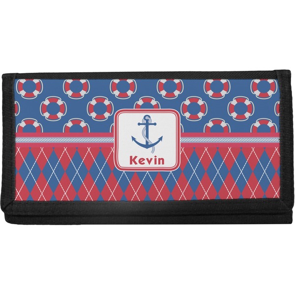 Custom Buoy & Argyle Print Canvas Checkbook Cover (Personalized)
