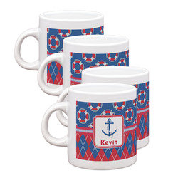 Buoy & Argyle Print Single Shot Espresso Cups - Set of 4 (Personalized)