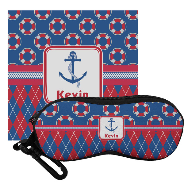 Custom Buoy & Argyle Print Eyeglass Case & Cloth (Personalized)