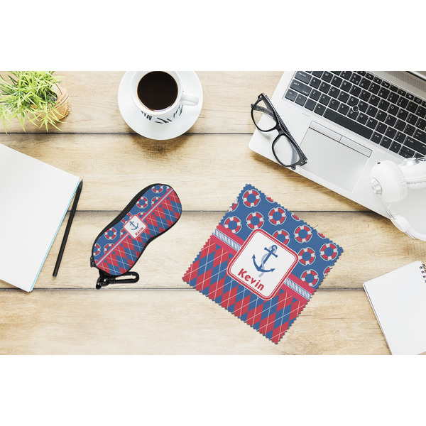 Buoy & Argyle Print Eyeglass Case and Cloth Set - LIFESTYLE