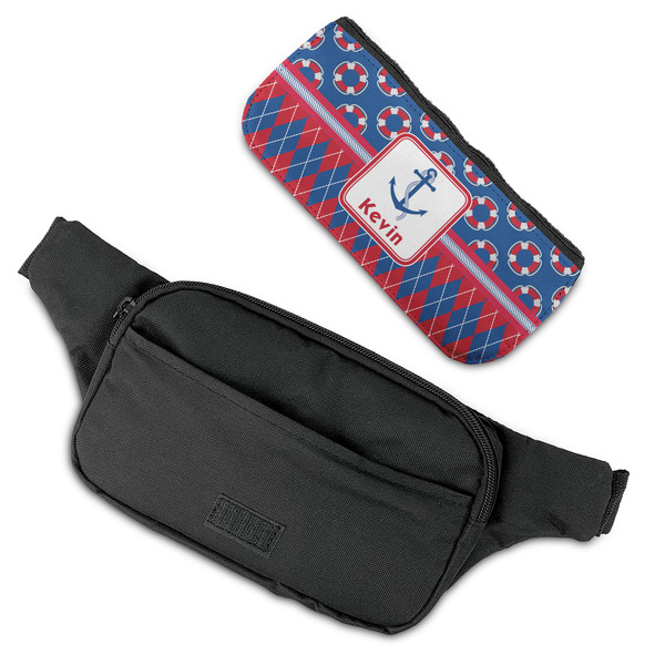 Buoy & Argyle Print Fanny Packs - FLAT (flap off)