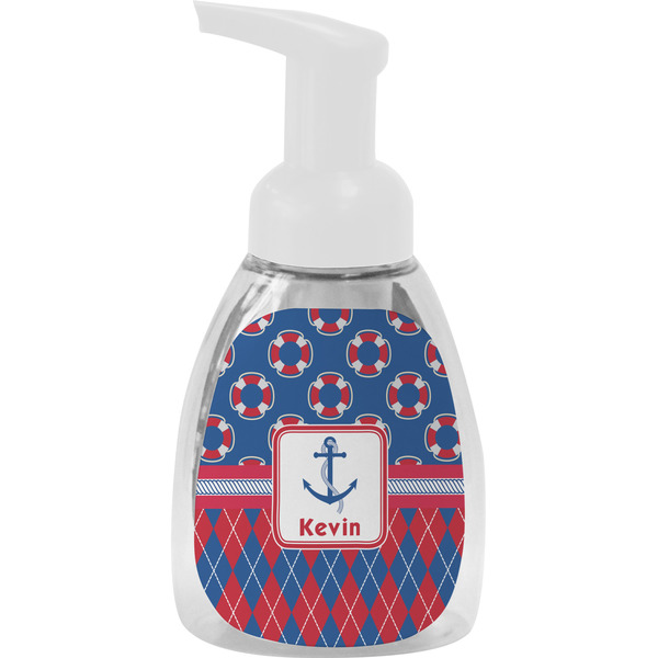 Custom Buoy & Argyle Print Foam Soap Bottle - White (Personalized)