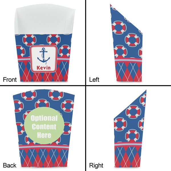 Buoy & Argyle Print French Fry Favor Box - Front & Back View