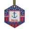 Buoy & Argyle Print Frosted Glass Ornament - Hexagon