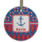 Buoy & Argyle Print Frosted Glass Ornament - Round