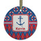 Buoy & Argyle Print Flat Glass Ornament - Round w/ Name or Text