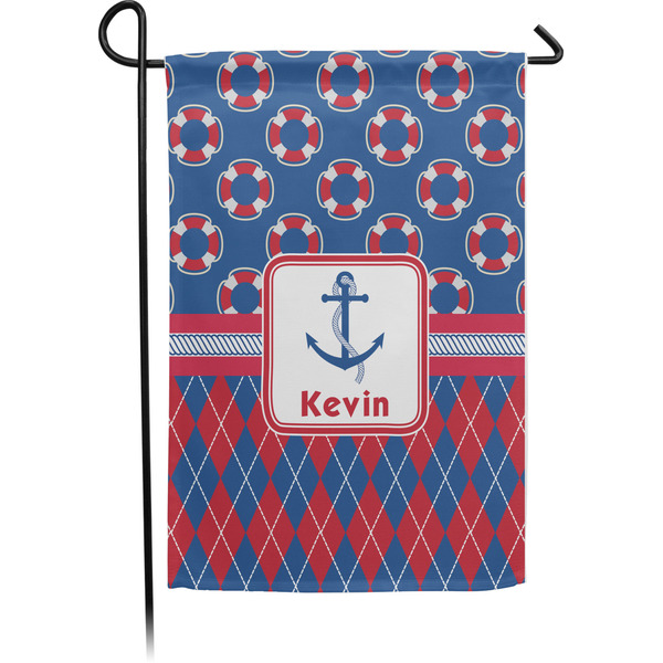 Custom Buoy & Argyle Print Small Garden Flag - Single Sided w/ Name or Text