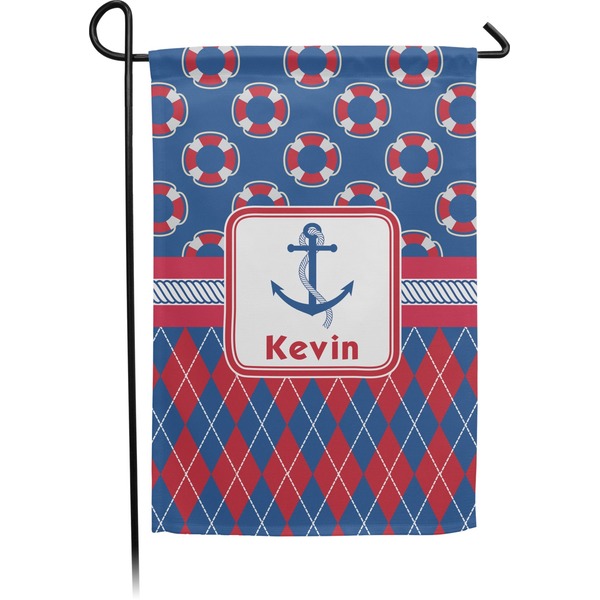 Custom Buoy & Argyle Print Small Garden Flag - Double Sided w/ Name or Text