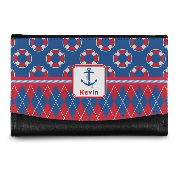 Custom Buoy & Argyle Print Genuine Leather Women's Wallet - Small (Personalized)