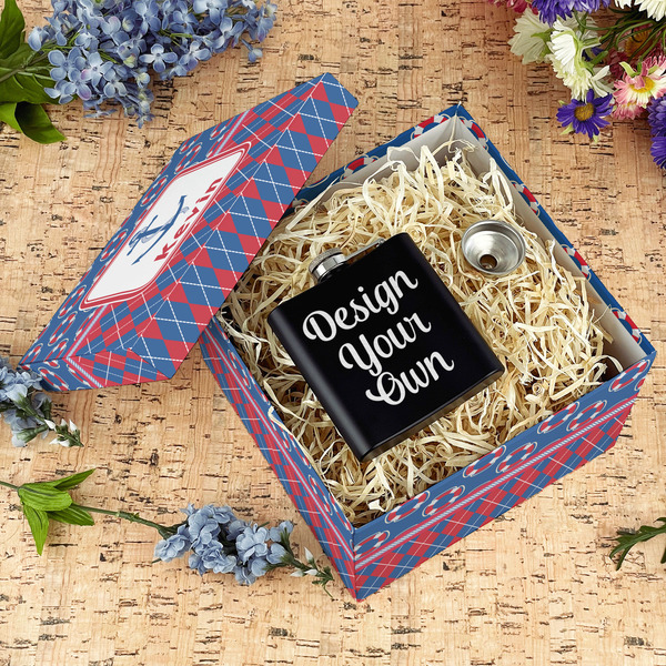 Buoy & Argyle Print Gift Boxes with Lid - Canvas Wrapped - Large - In Context