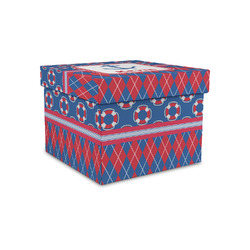 Buoy & Argyle Print Gift Box with Lid - Canvas Wrapped - Small (Personalized)